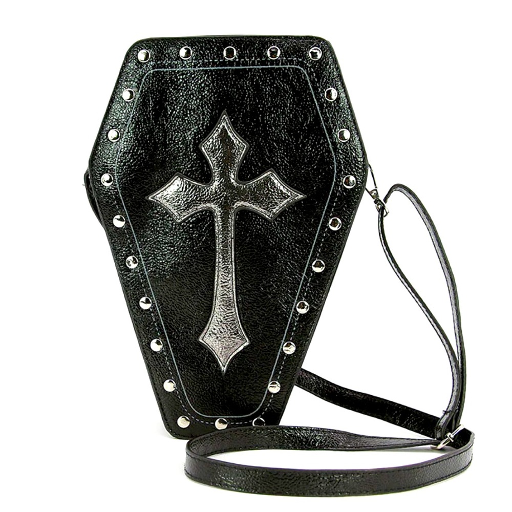 Metallic Cross Coffin Bag In Vinyl